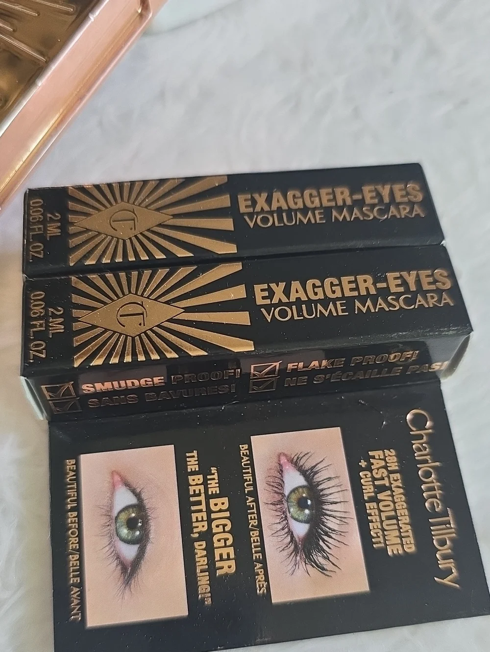 Charlotte Tilbury Exagger-Eyes Volume Mascara in Black and Gold- 2 Pieces